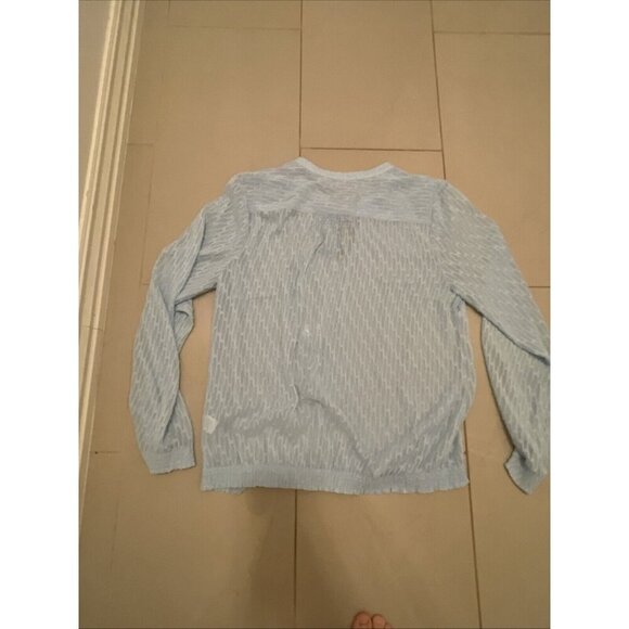 Pendleton Women’s Sheer Swiss Dot Baby Blue Peasant Blouse -Tassels - Size‎ L - Picture 11 of 16